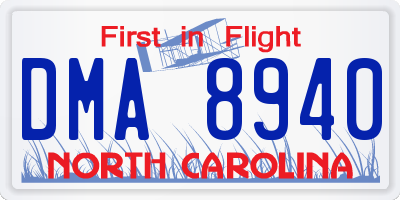 NC license plate DMA8940