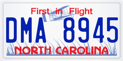 NC license plate DMA8945