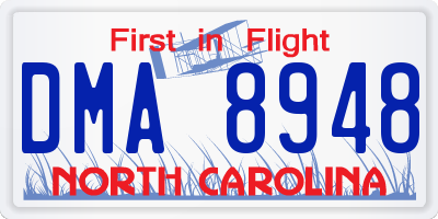 NC license plate DMA8948