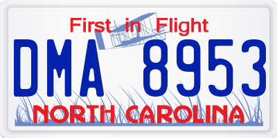 NC license plate DMA8953
