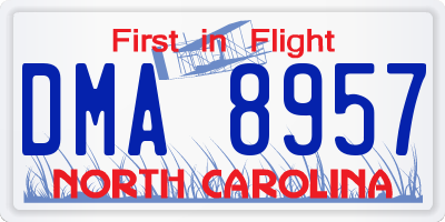 NC license plate DMA8957