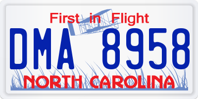 NC license plate DMA8958