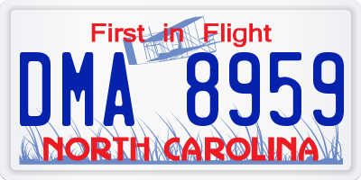NC license plate DMA8959