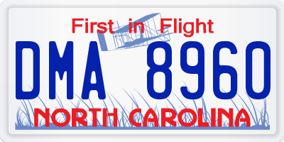NC license plate DMA8960