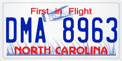 NC license plate DMA8963