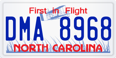 NC license plate DMA8968