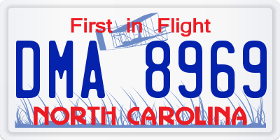 NC license plate DMA8969
