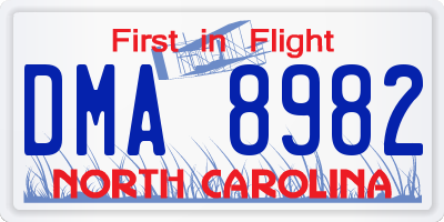 NC license plate DMA8982