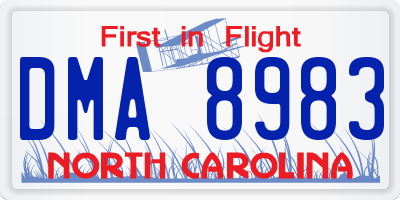 NC license plate DMA8983
