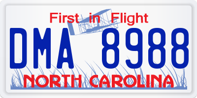 NC license plate DMA8988