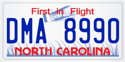 NC license plate DMA8990