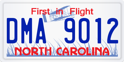 NC license plate DMA9012