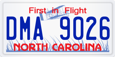 NC license plate DMA9026