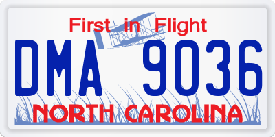 NC license plate DMA9036