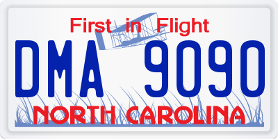 NC license plate DMA9090