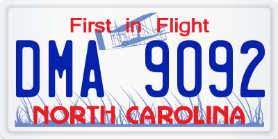 NC license plate DMA9092