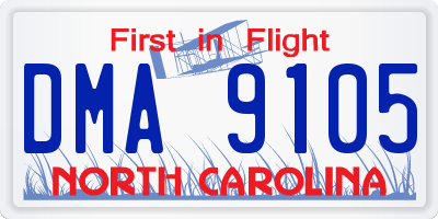 NC license plate DMA9105