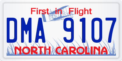 NC license plate DMA9107