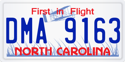 NC license plate DMA9163