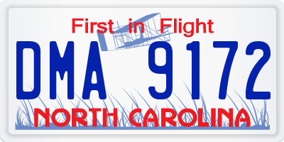 NC license plate DMA9172