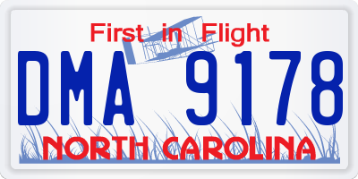NC license plate DMA9178