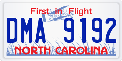 NC license plate DMA9192