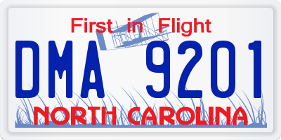 NC license plate DMA9201