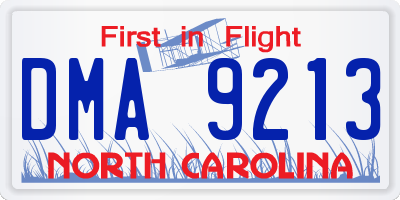 NC license plate DMA9213