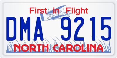 NC license plate DMA9215