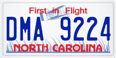 NC license plate DMA9224
