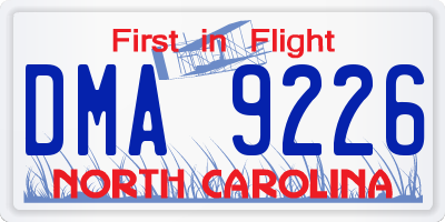 NC license plate DMA9226