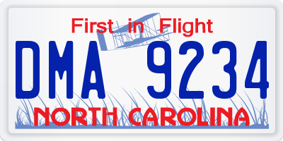 NC license plate DMA9234