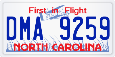 NC license plate DMA9259