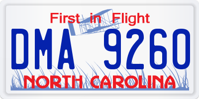 NC license plate DMA9260