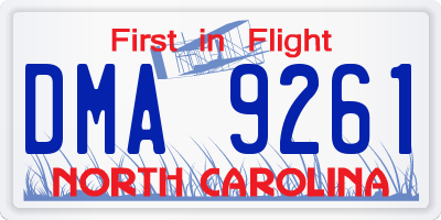 NC license plate DMA9261