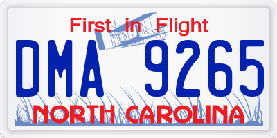 NC license plate DMA9265