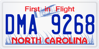 NC license plate DMA9268