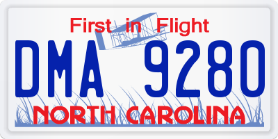NC license plate DMA9280