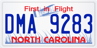NC license plate DMA9283