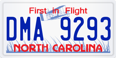 NC license plate DMA9293