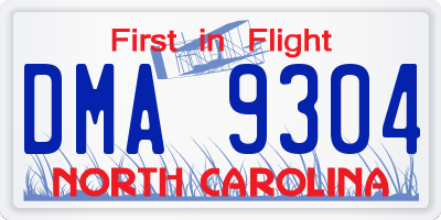 NC license plate DMA9304