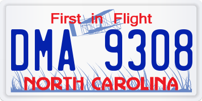 NC license plate DMA9308