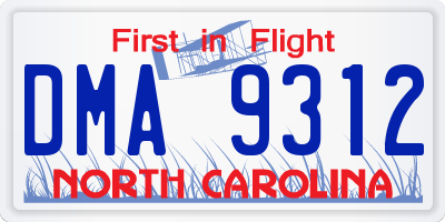NC license plate DMA9312