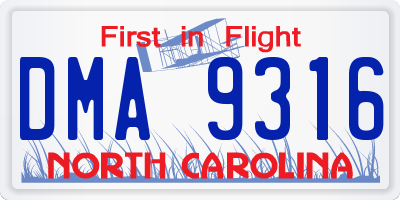 NC license plate DMA9316
