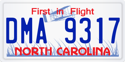 NC license plate DMA9317