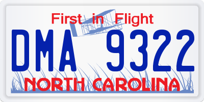 NC license plate DMA9322