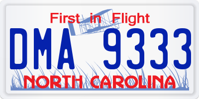 NC license plate DMA9333