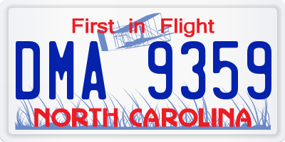 NC license plate DMA9359