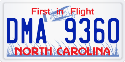 NC license plate DMA9360