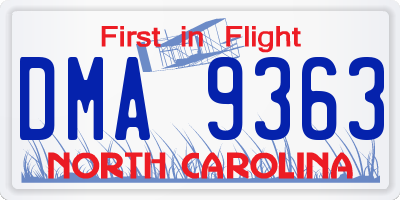 NC license plate DMA9363